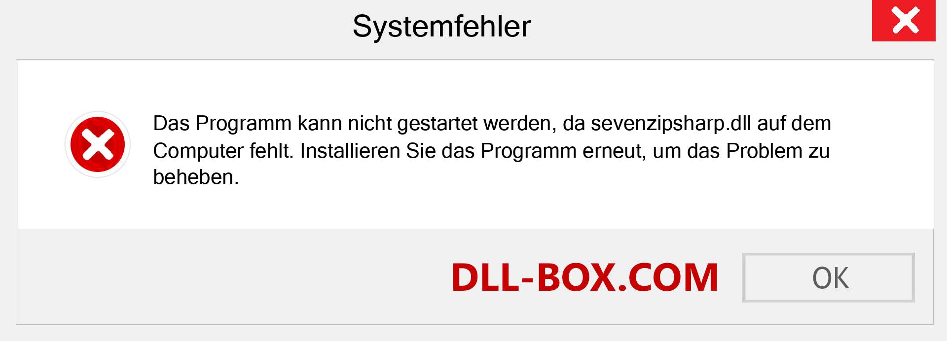 sevenzipsharp.dll-Datei fehlt?. Download für Windows 7, 8, 10 - Fix sevenzipsharp dll Missing Error unter Windows, Fotos, Bildern